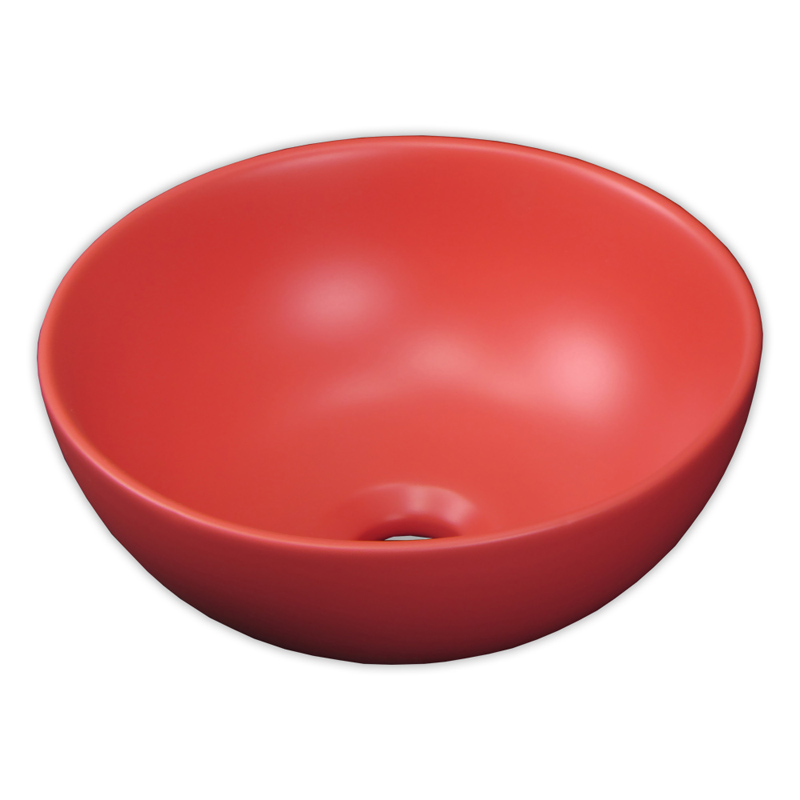 送料無料】赤いレッド陶器製デザイン丸型手洗器小型洗面台洗面器ボウル Ambest SL35B6 – アムベスト水周り建材